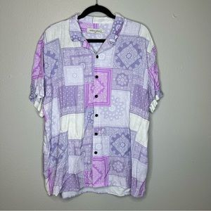 Maison Article Bandana Paisley Purple Men’s Short Sleeve Button Down Shirt